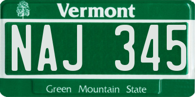 VT license plate NAJ345