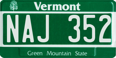 VT license plate NAJ352