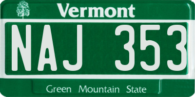 VT license plate NAJ353