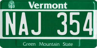VT license plate NAJ354