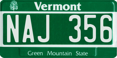 VT license plate NAJ356