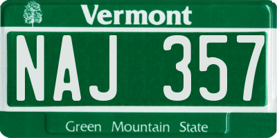 VT license plate NAJ357