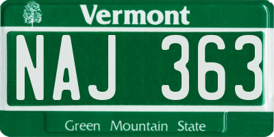 VT license plate NAJ363