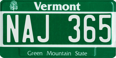 VT license plate NAJ365