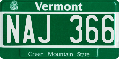 VT license plate NAJ366