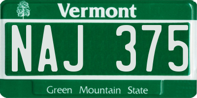 VT license plate NAJ375