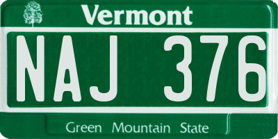 VT license plate NAJ376