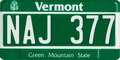 VT license plate NAJ377
