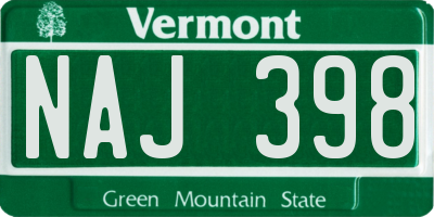 VT license plate NAJ398