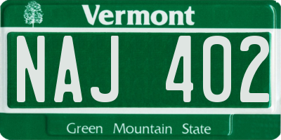VT license plate NAJ402
