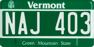 VT license plate NAJ403