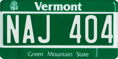 VT license plate NAJ404