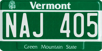 VT license plate NAJ405