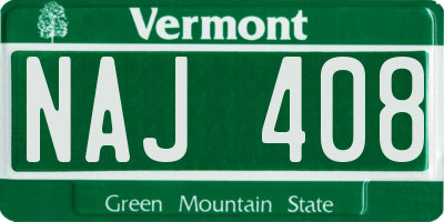 VT license plate NAJ408