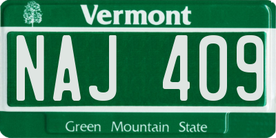 VT license plate NAJ409
