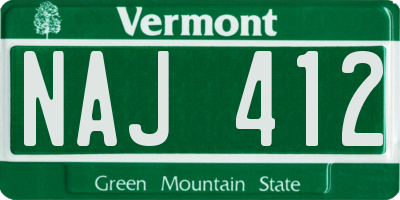 VT license plate NAJ412