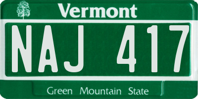 VT license plate NAJ417