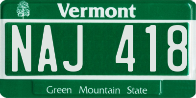 VT license plate NAJ418