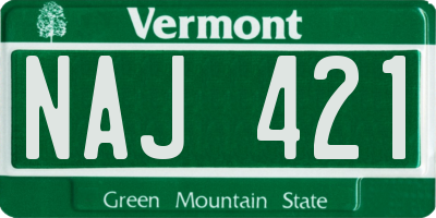 VT license plate NAJ421