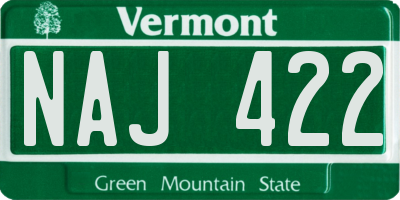 VT license plate NAJ422