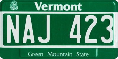 VT license plate NAJ423