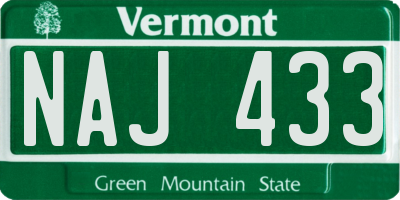 VT license plate NAJ433