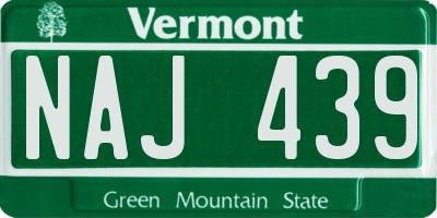 VT license plate NAJ439
