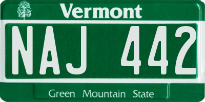 VT license plate NAJ442