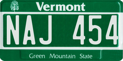 VT license plate NAJ454