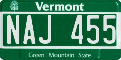 VT license plate NAJ455