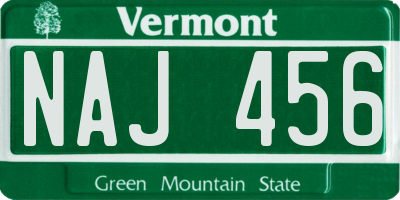 VT license plate NAJ456