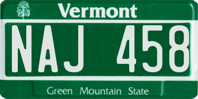 VT license plate NAJ458