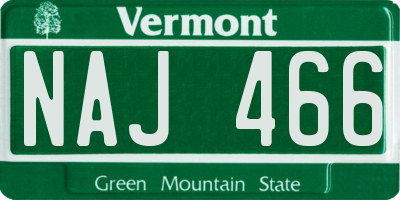 VT license plate NAJ466