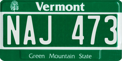 VT license plate NAJ473
