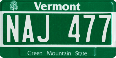 VT license plate NAJ477