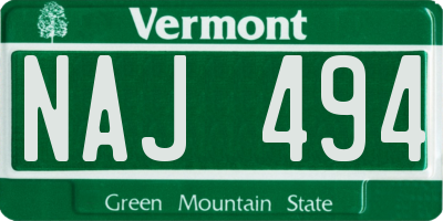 VT license plate NAJ494