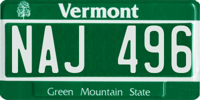 VT license plate NAJ496
