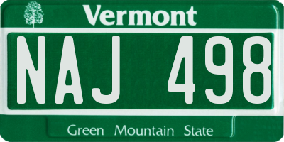 VT license plate NAJ498