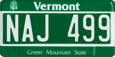 VT license plate NAJ499