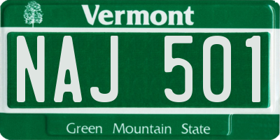 VT license plate NAJ501