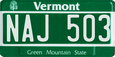 VT license plate NAJ503
