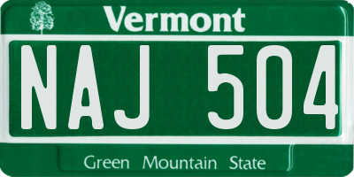 VT license plate NAJ504