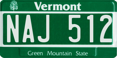 VT license plate NAJ512