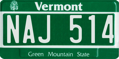 VT license plate NAJ514