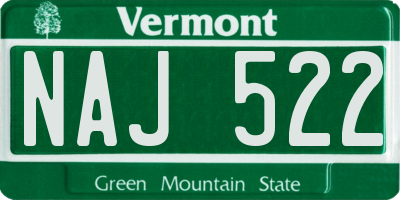 VT license plate NAJ522