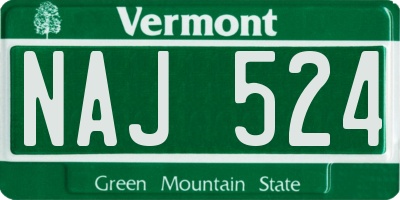 VT license plate NAJ524