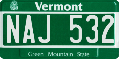 VT license plate NAJ532