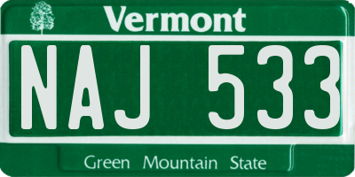 VT license plate NAJ533