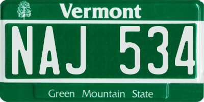 VT license plate NAJ534