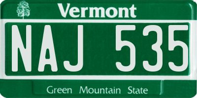 VT license plate NAJ535